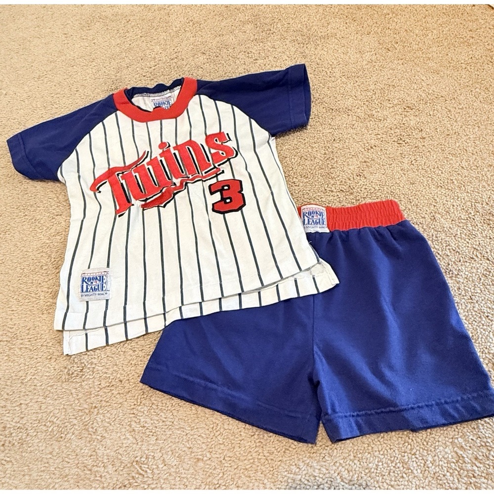 Minnesota Twins Outfit Kids Size 6 90s Pinstripes Rookie League Mighty Mac‎ VTG